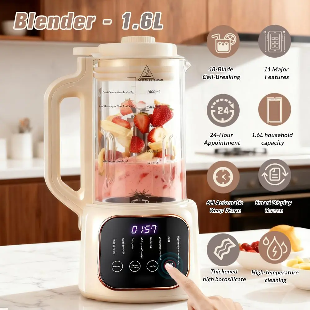 【SUMMER SALE】Multifunctional Juicer Blender - High Speed Stainless Steel Household Juicer Machine, Automatic Nut Milk Oat Soybean Maker with Timer & Keep-Warm, White Home Kitchen Appliance, Valentine’s Day Gift, High Speed Blender, Household Blender