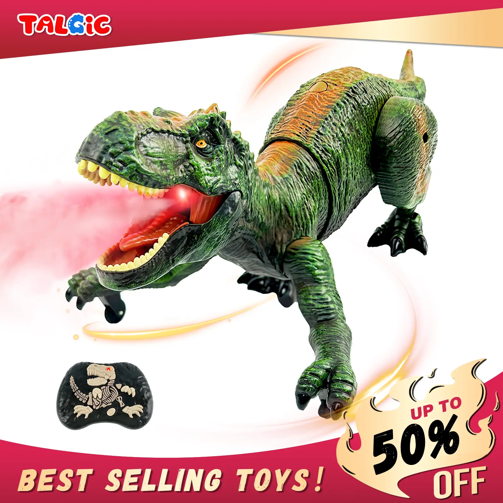 Remote Control Dinosaur Animal Toy, Spinosaurus and T-rex, swift movement & water spray, gift for boys