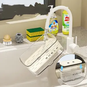 Kitchen Sink Organizer Rack, Multi-Layer Drying Basket, Holds Cleaning Tools, Quick Drain Tray, Space-Saving, Detachable & Easy Clean