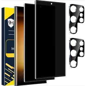 X-CPS17   [2+2 Pack] Glass Privacy Screen Protector for Samsung Galaxy S23 Ultra 5G, 9H Tempered Glass, Ultrasonic Fingerprint Compatible,HD Clear Anti-Spy Film for Galaxy S23 Ultra Glass Screen Protector