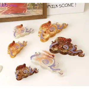 New Ocean Series Octopus Hair Claw Clip for Women – Trendy Blue Ring Sea Animal Hair Shark Clip, Acetate Fashion Hair Jaw Clamp, Strong Hold Claw for Thick Hair, Daily Wear & Beach Vacation Styling Accessory
