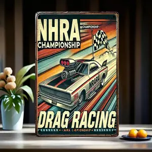 Vintage NHRA Drag Racing Tin Metal Wall Sign Vintage Garage Signs