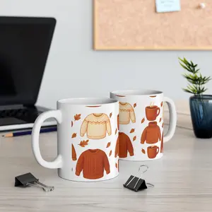 Cozy Sweater Ceramic Mug - Autumn Vibes, Warm Drink, Gift for Fall, Home Decor, Seasonal Mug, Thanksgiving Coffee Cup