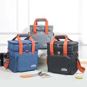 Lunch Box For Men/Women,Large Double-layer Insulated Expandable Reusable Leakproof Cooler Bags For Adults,Lunch Bag With Adjustable Shoulder Strap For Office Travel Picnic