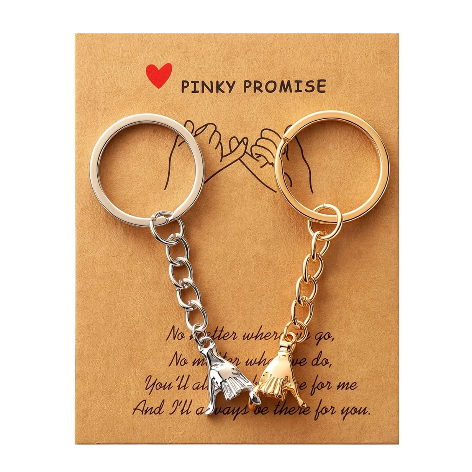 2-Piece Engraved Pinky Promise Heart-Shaped Metal Keychains - Personalized Message, Lightweight Daily Accessory, Long-Distance Reunion Love Gift for Boyfriend Girlfriend, Personalized Message Keychains, Plain, Gifts For Boyfriend, Boyfriend Gifts Cute