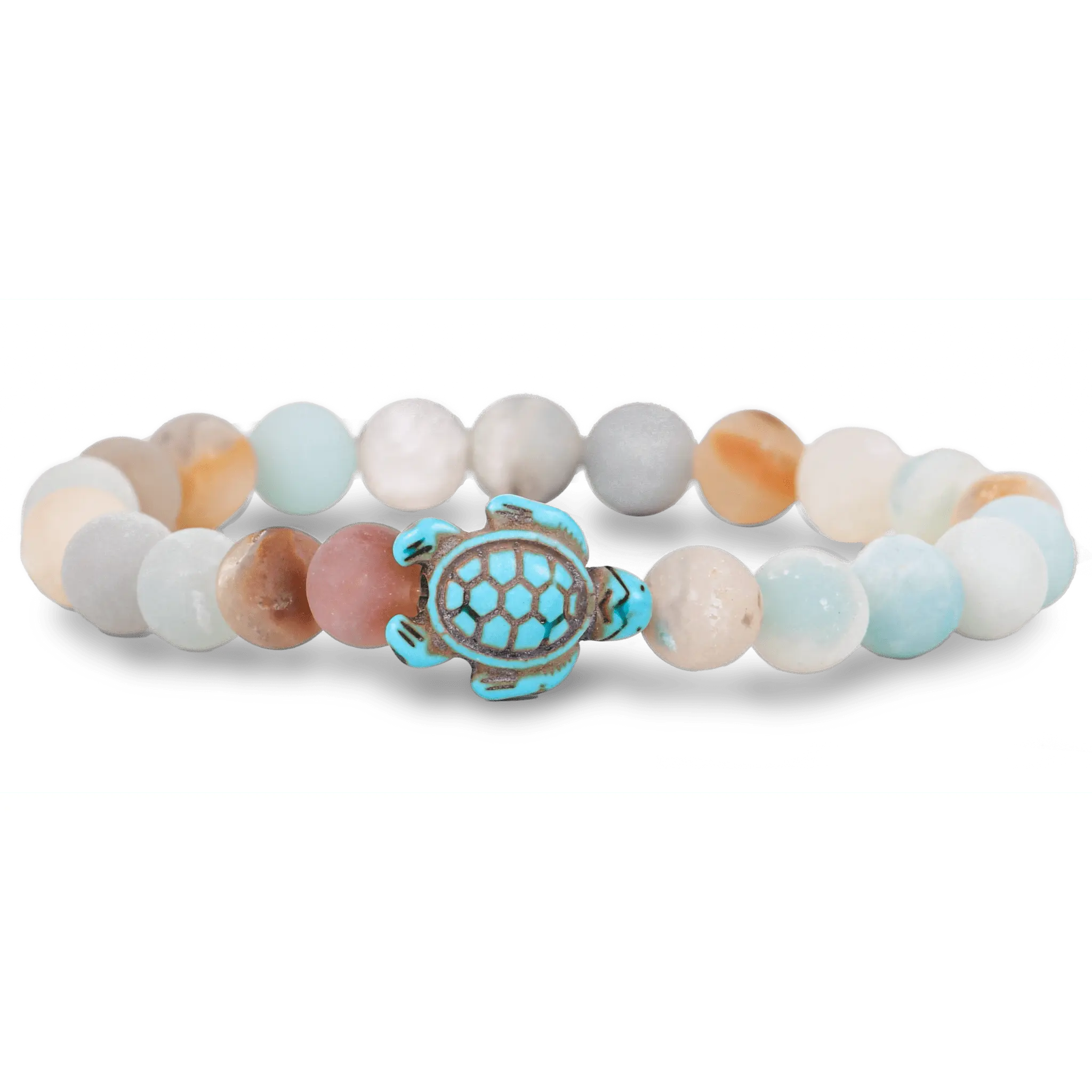 Fahlo Sea Turtle Tracking Glass Bead Bracelet - Handmade Beaded Bracelet with Natural Crushed Stone, 1-Size Stretch Fit, Funds Animal Conservation, Fashion Costume Jewelry Accessory