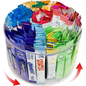 Drink Packet Organizer for Powdered Drink Mix,Powder Packet,Water Packet,Water Flavor Packet,Lazy Susan 360° Turntable Organizer for Drink Mix Necessities