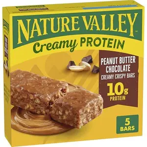 Nature Valley Creamy Protein Bars, Peanut Butter Chocolate, 10g Protein Snacks, 5 Bars, 7.45 oz