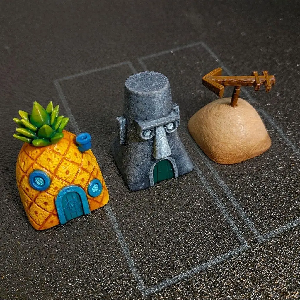 Resin Custom Mechanical Keyboard Keycaps Easter Island Moai Pineapple House Hand-Painted Personalized Artisan Keycaps for Gaming Mechanical Keyboards