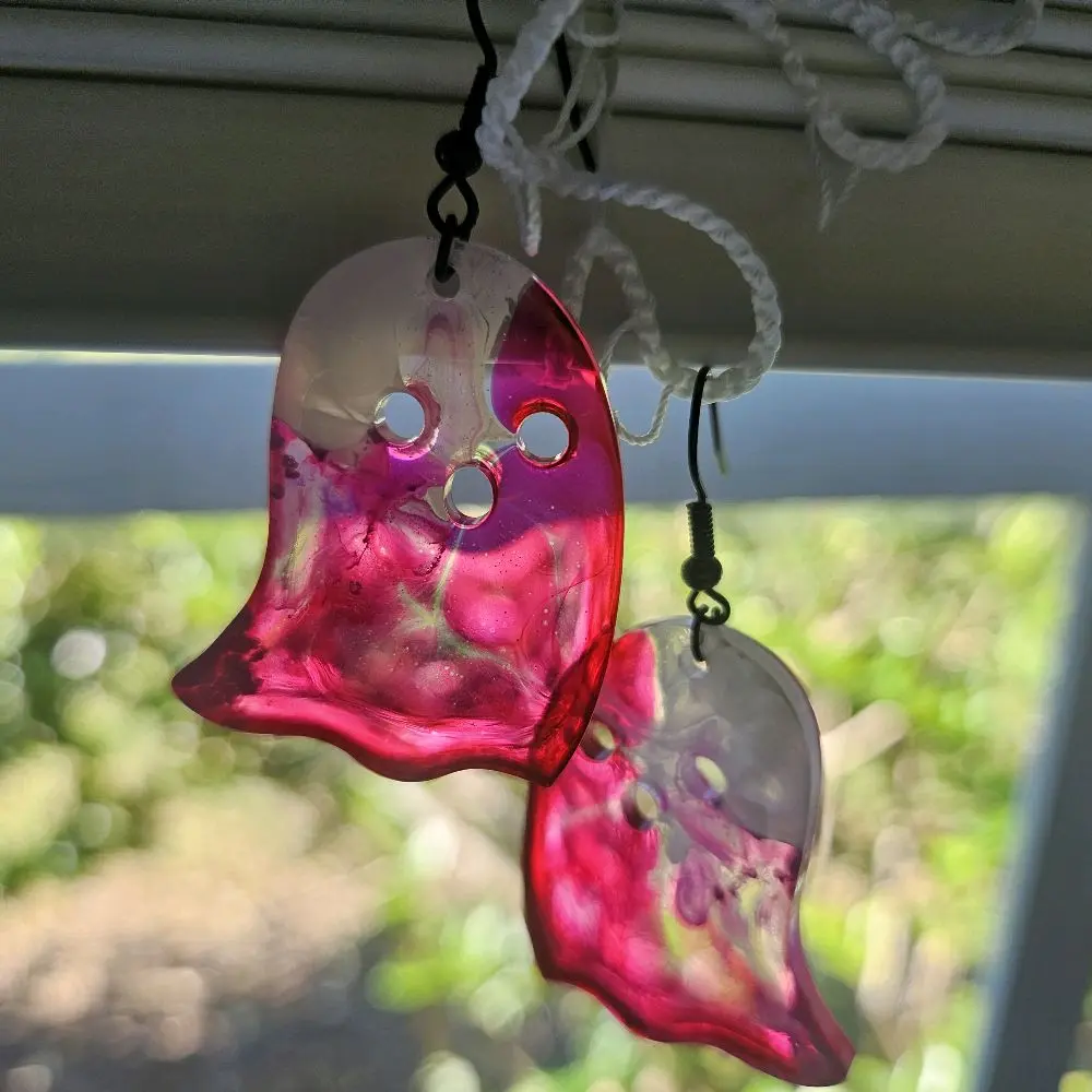Ghosties Earrings Epoxy Resin Handcrafted Halloween Accessories for Women and Girls