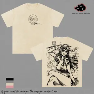 Nami One Piece Vintage Washed Shirt Anime Graphic Tee Straw Hat Pirates Navigator Waifu Design Oversized Streetwear Manga T Shirt Gift for One Piece Fans