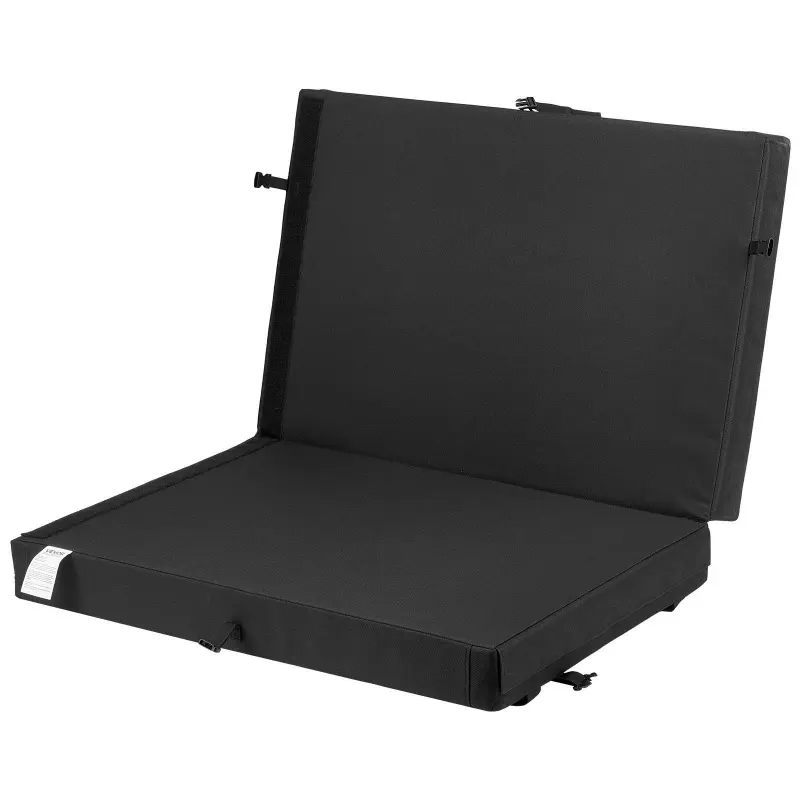 VEVOR Folded 35.6" Oxford Cloth Bi-Fold Bouldering Crash Pad (35.6"x24"x8.3"), Tear-Resist. Lightweight Rock Climbing Tool with Textured Grip, Side Handle, Hands-Free Hiking Compatibility, Durable for Workout, Yoga, Indoor/Outdoor Use