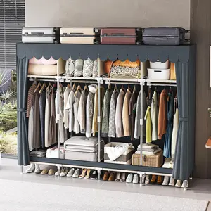 Clothes Rack, Portable Closet, 78.7 Inch Extra Large Capacity Wardrobe Closet, Clothes Storage Organizer with 4 Shelves and 4 Hanging Rods, Easy to Assembly