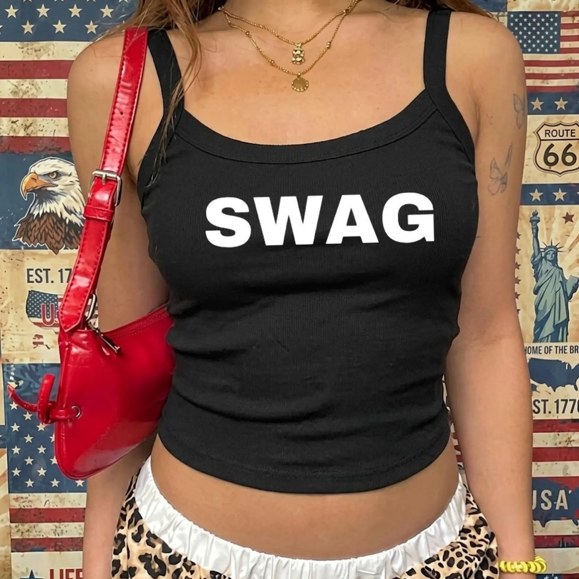 Swag Strap Tank, Y2K Graphic Shirt, Streetwear Vibes, Gift For Her, Edgy Statement Apparel