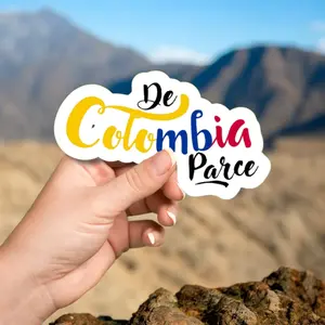 "De Colombia Parce" Sticker in Waterproof Vinyl, Decoration for Laptop, Tumblers, Phones, Cars, Durable Adhesive for Smooth Surfaces Arte Comercial PRO
