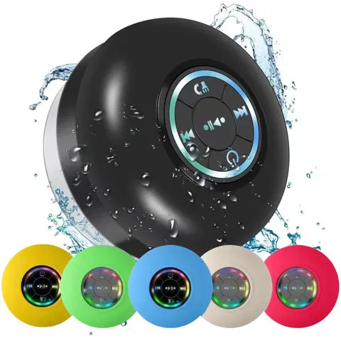 Waterproof Bluetooth Shower Speaker with LED, IPX4 Portable Wireless Hands-Free Mini Speaker, USB Rechargeable for Bath Beach Home - Audio, Smartphone