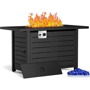 R.W.FLAME 43 Inch Propane Fire Pit CSA-Listed Outdoor Fire Table, 50,000 BTU Firepit Table with Lid and Lava Rock, Gas Fire Table for Outside Patio Garden Backyard Deck Balcony