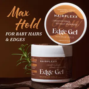 HairPlexx Glow Edge Gel - Maximum Hold Edge Control - Non-Sticky, Sleek Finish - With Rosemary Mint, Biotin & Castor Oil - 150ml / 5.07oz
