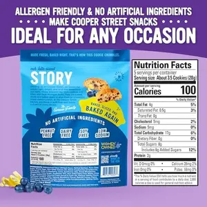 Cooper Street Twice Baked Lemon Blueberry Biscotti Cookies - Light and Crispy Coffee Cookie Bites - Traditional Low Calorie Italian Snacks for Adults & Kids - Kosher, Dairy, Peanut & Soy Free - 5oz