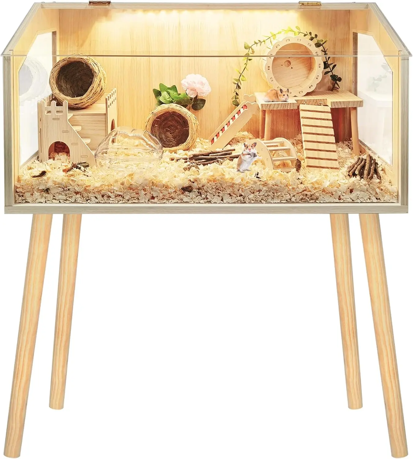 PROLEE Hamster Cage with Legs Chewproof, 32" L x 16" W x 44" H Inches, Large Hamster Cages and Habitats, Openable Top Small Animal Cage with Leg Stands Solid Built, Access for Hamster Gerbil Mouse
