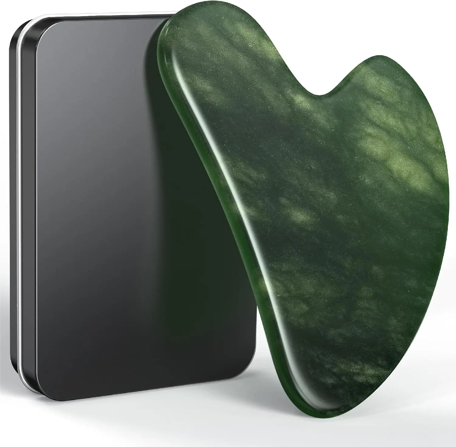 Green Natural Jade Gua Sha Facial Tool - for Face Acupuncture Therapy, Trigger Point Treatment, Massage - Beauty Personal Care Massage Device, Ideal Gift