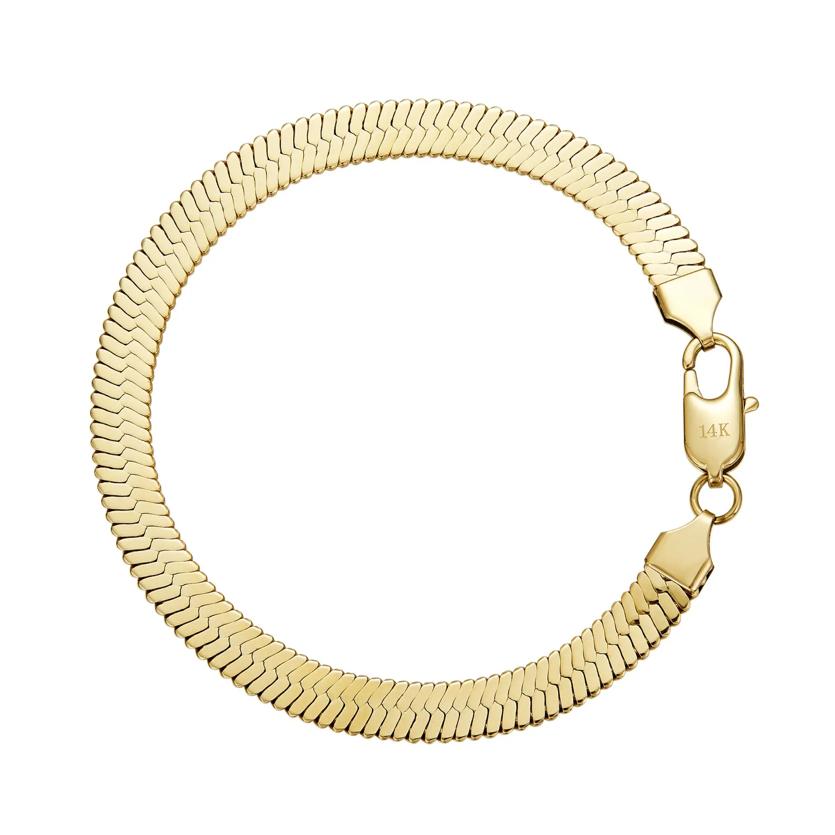 Auraloop Exquisite 14k Gold 7mm Blade Bracelet - Non Tarnish Stainless Steel, Fade-Proof, Stackable or Solo Wear, 7.5" or 8.5" Length for Everyday Elegant Wear, Exquisite Bracelet, Non Tarnish Jewelry
