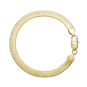 Auraloop Exquisite 14k Gold 7mm Blade Bracelet - Non Tarnish Stainless Steel, Fade-Proof, Stackable or Solo Wear, 7.5" or 8.5" Length for Everyday Elegant Wear, Exquisite Bracelet, Non Tarnish Jewelry