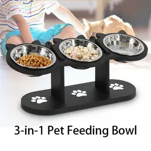 Multi-Layer Elevated Cat Feeder with Pet Food and Water Bowls, Includes 3 Stands, Easy-to-Assemble and Portable Design, Ideal for Multiple Cats