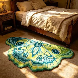Vintage Blue Butterfly Rug, Bohemian Style Washable Plush Carpet, Large Area Living Room Bedroom Mat, Home Decor for Sofa Bed Table