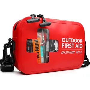 152 PCS Waterproof First Aid Kit, Portable Small Boat Dry Bag Bug Out Bags, Emergency Medical Kit Ideal for Boating, Camping, Fishing, Kayaking, Floating, Red