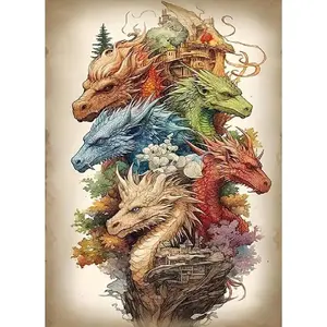 Dragon  Painting Kits - 5D Colorful Dragon Art for Adults & Beginners, DIY Full Drill Art for  Wall Decor, 12x16 Inch