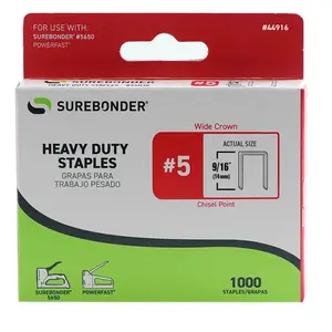 9/16" Heavy Duty Wide Crown Staples - 1000 Count | #5 Series