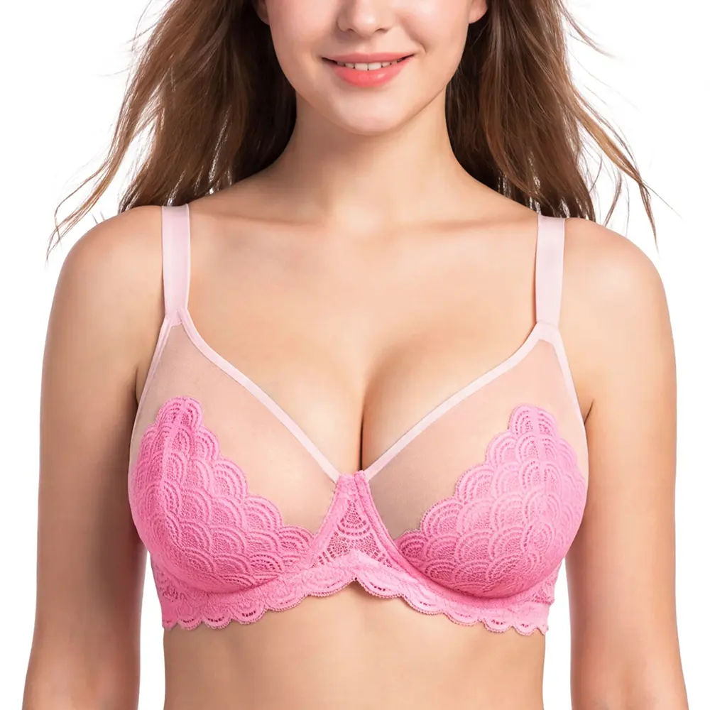 HSIA Mermaid Scales Sexy Lace Plus Size Unlined Underwire Non-padded Full Coverage Minimizer Bra with Back Smoothing for Women Large Bust HSIA Mermaid Scales Sexy Lace Plus Size Unlined Underwire Non-padded Full Coverage Minimizer Bra with Back Smoothing for Women Large Bust