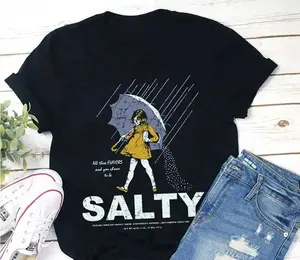 Salty Morton Salt Girl T-Shirt | Funny All These Flavors And You Choose To Be Salty Graphic Tee | Vintage Retro Salt Girl Print Shirt | Salty Meme Gift for Women | Unisex Streetwear Casual Top