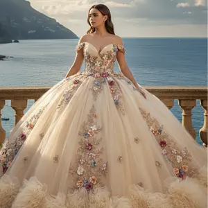 Champagne Quinceañera Ball Gown – PQ1106