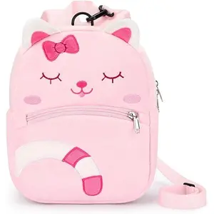 BY-016   Toddler Backpacks for Girls 2-4: Plush Backpack -3D Animal Cartoon Mini Travel Bag -10 inch Toddler Backpack Leash