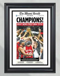 2006 Miami Heat NBA Champions Unframed Poster - Dwyane Wade Era Front Page Newspaper Print - First Championship History Decor - Heat Fan Gift