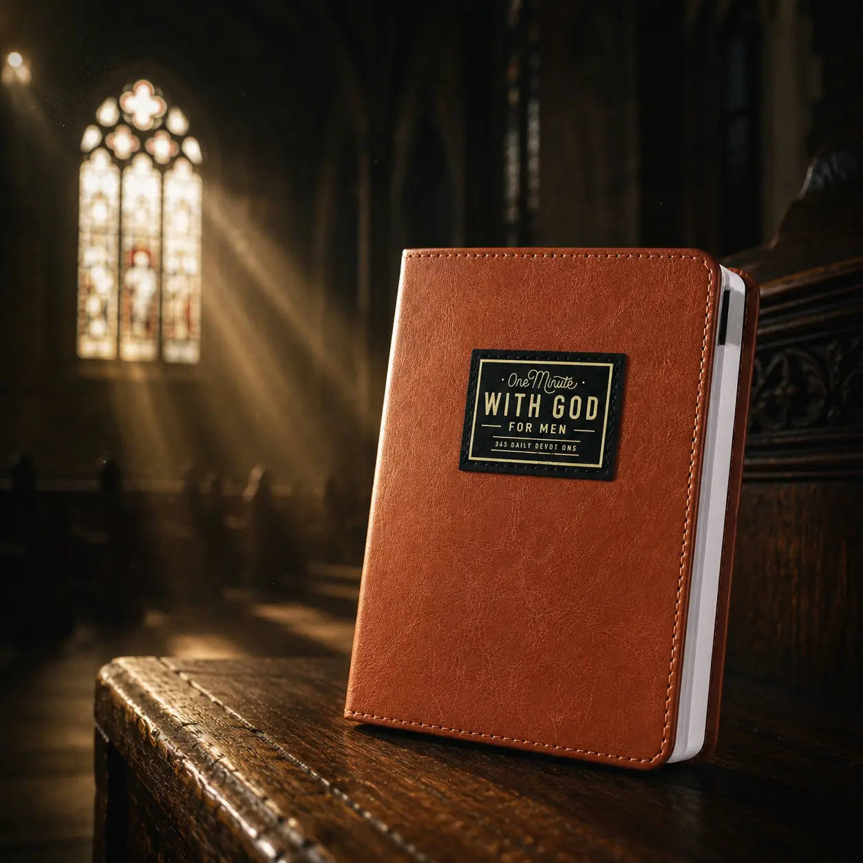 One Minute With God Devotional Set for Men & Women,365 Devotions in Brown Faux Leather, Portable Reflection Book,Bible Study & Prayer Notebook,Perfect Couples or Christian Gift, Birthday Gifts
