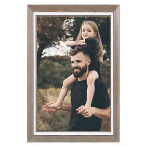 REGALWOVEN Picture Frame, Display Poster and Photo Frames with Corner for Gallery Wall and Tabletop 4x6 Inch Brown Wood Grain Color