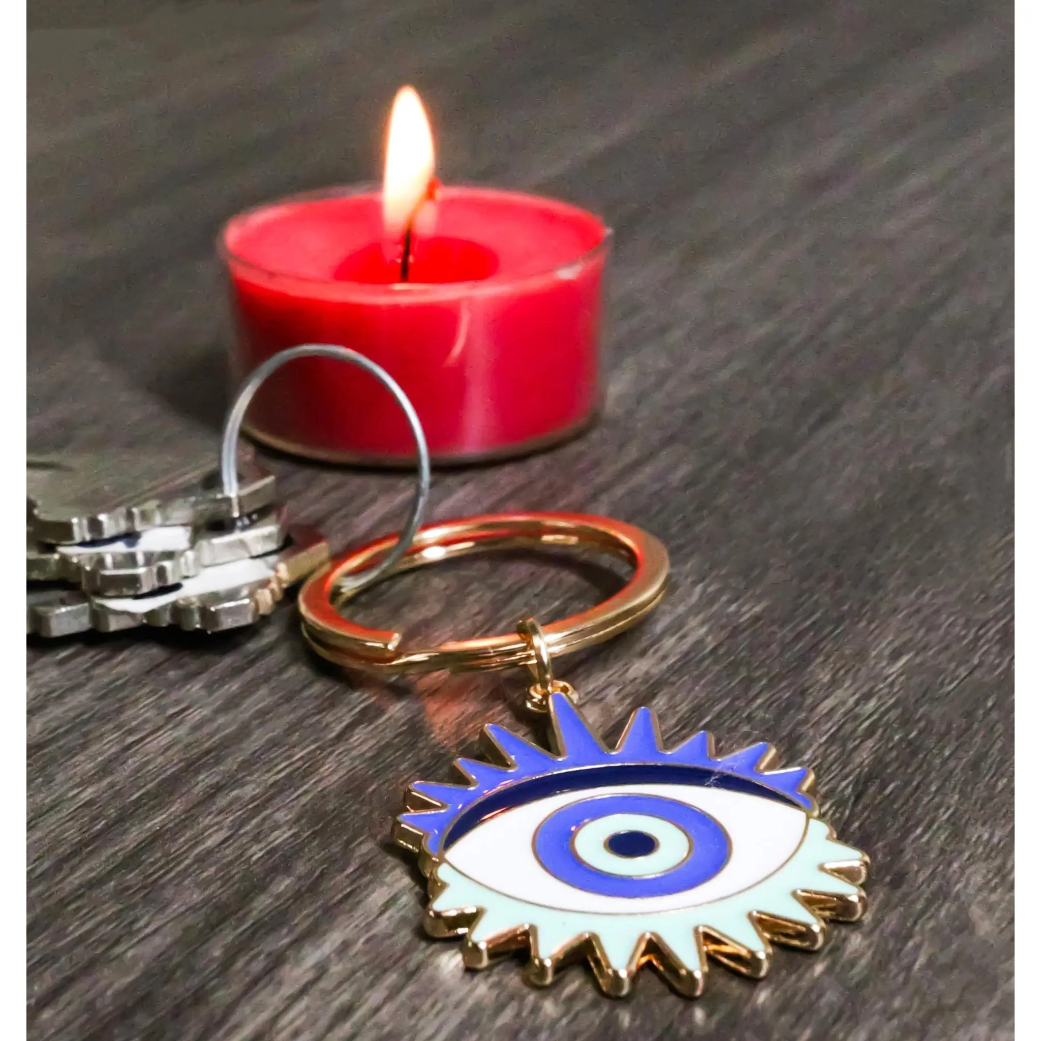 2-Pack Multipack All Seeing Eye Alloy Keychain Charms - 0.25in Thick Protective Glass, 1.25in Diameter, Wicca New Age Metaphysical Home Improvement Garden Decor Accessories