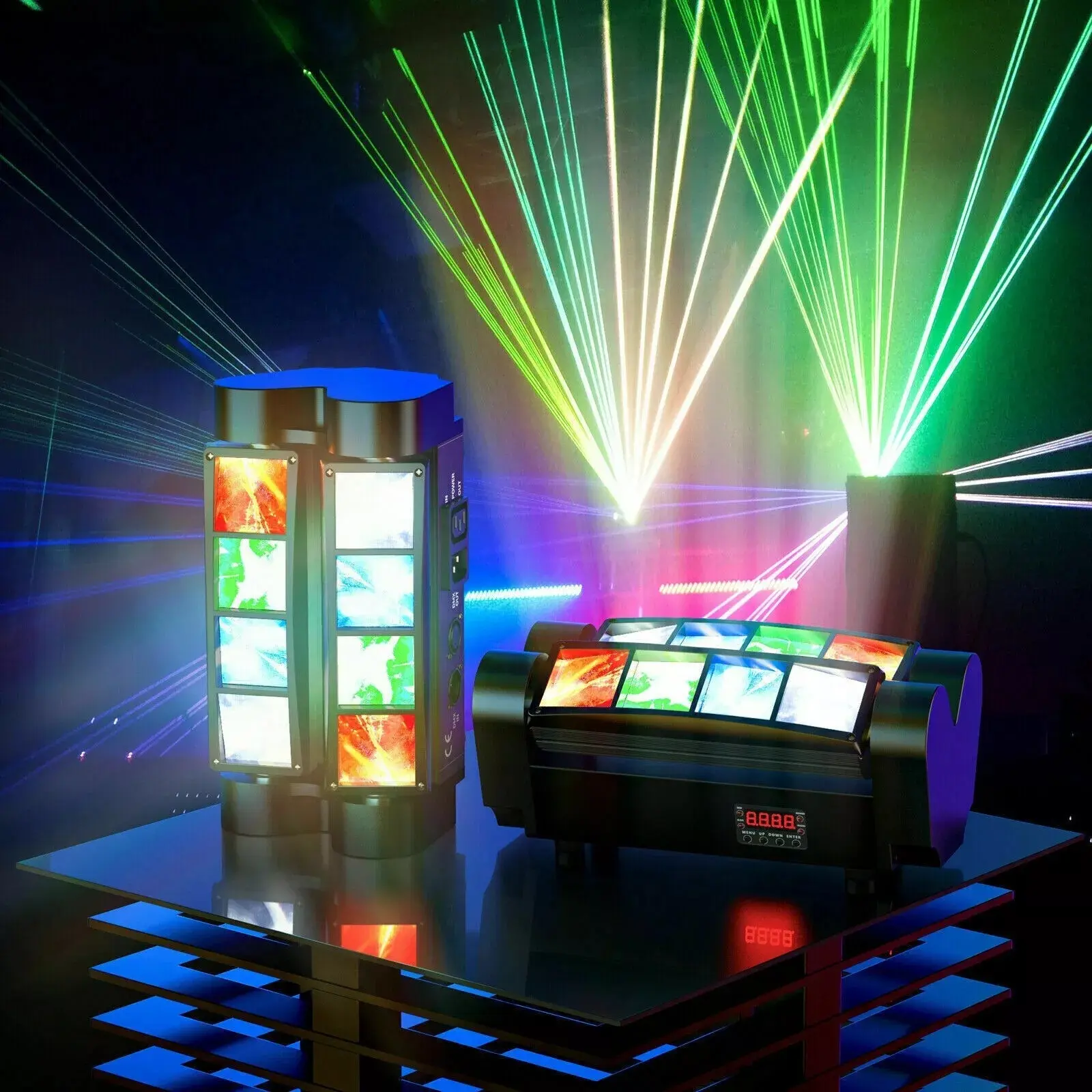 8 LEDs Spider Moving Head Stage Lighting Beam DMX Disco Party DJ Light RGBW for Live Party Club Bar Carnival Festival Wedding Event Show Easter Decoration
