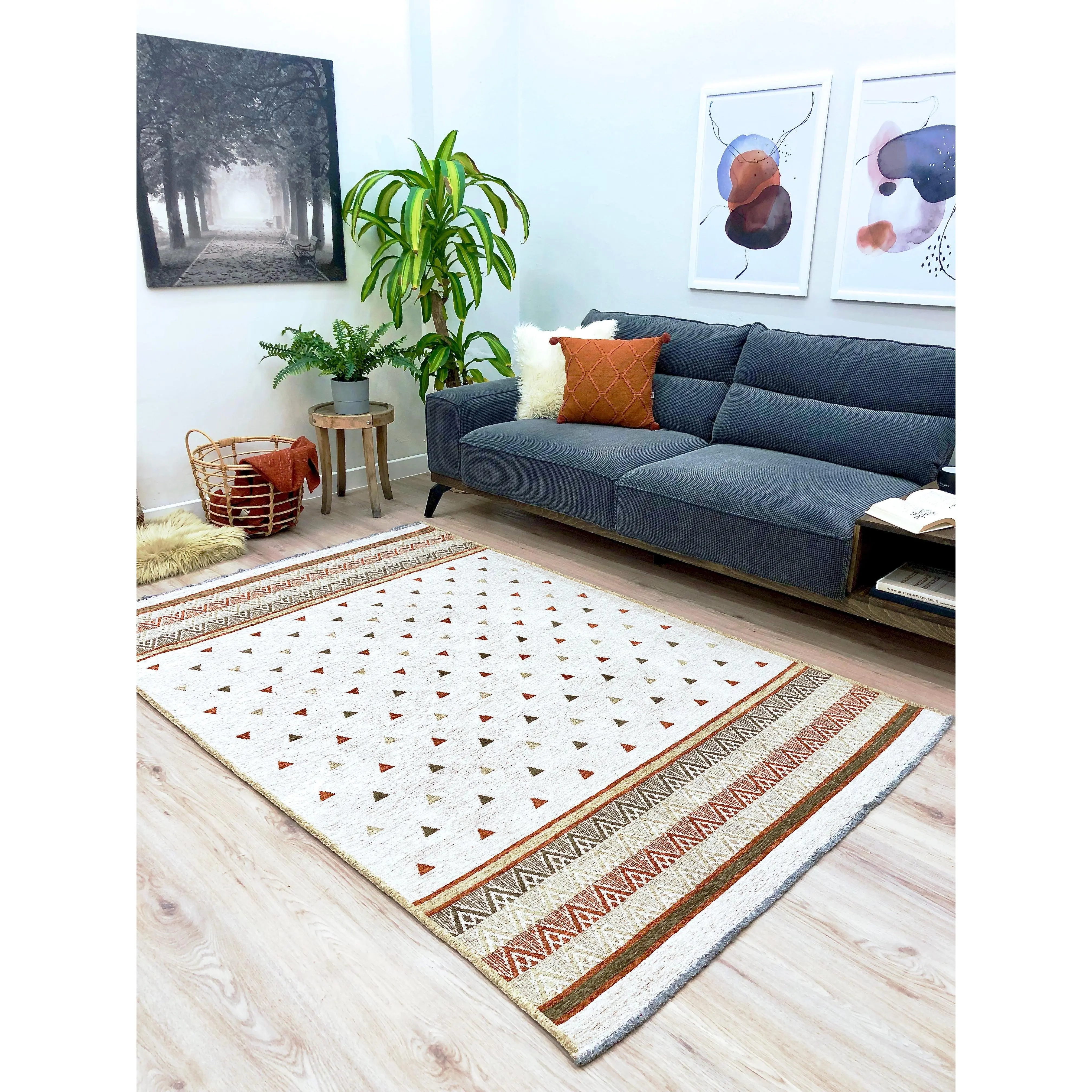 Triangle Beige Terracotta Area Rugs