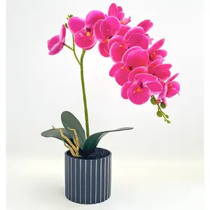 Orchid Artificial Flower in Pot, Faux Butterfly Orchids Plant and Flower for Wedding Party Garden Home Office Indoor Decoration