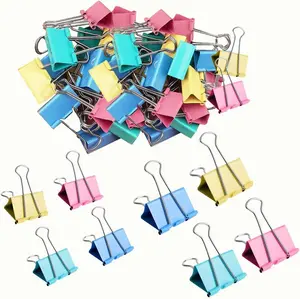Binder Clips 60pcs Colored  Paper Clamps Assorted Size Small Medium Large Binder Paper Clips