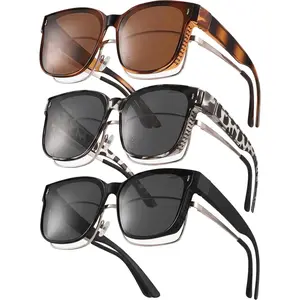 JATEBI Sunglasses Over Glasses Polarized, Three Pack Square Fit Over Glasses Sunglasses with TR Frame for Men and Women, Driving and Outdoor Use