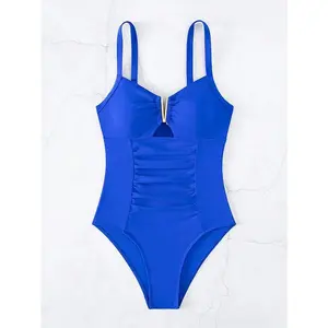 2026 V-neck Shiny Swimwear Women Beach One Piece Swimsuit Mujer Trikini Badpak Maio Biquini Monokini Bikini
