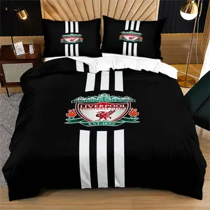 Soft Durable Liverpool Pattern Bedding Set, Includes 1 Fitted Sheet and 1 or 2 Pillowcases, Excluding The Core And Pillow Core, Modern Style Bedroom Decor Gift, Bed Sets