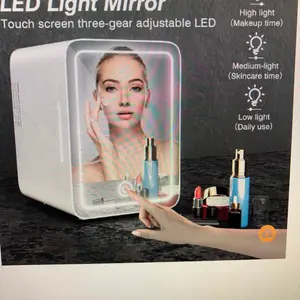 Skincare Fridge-Mini Fridge with Dimmable LED  Mirror (4Liter/6Can), Cooler and Warmer, for Refrigerator Makeup, Skincare and Food, Mini Fridge
