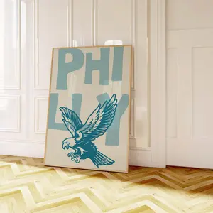 Philly Art Print Vintage Eagle Poster Retro Philadelphia Print Minimalist Wall Art Philadelphia Poster Trendy Home Decor Printable Art Green