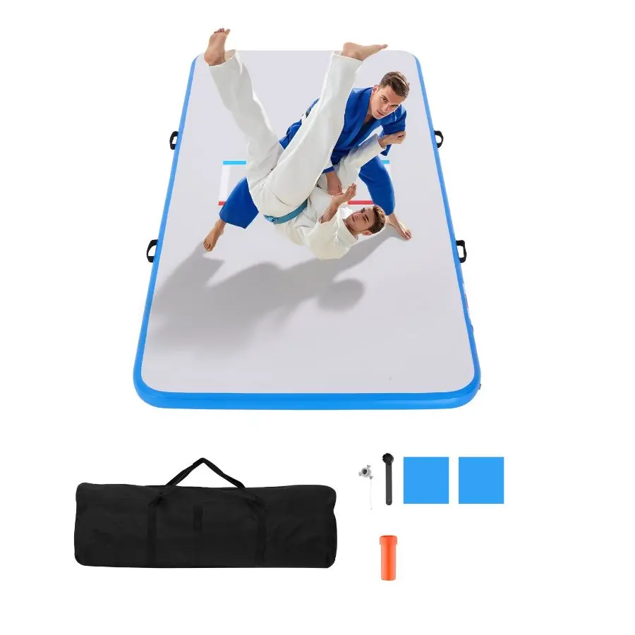 fathersdaygift VEVOR 10x5 ft Wrestling Mat Inflatable, Martial Arts Thick Mat for Outdoor Indoor Home Gym Exercise, PVC Foldable Training Mats with 600W Air Pump, for Gymnastics Tatami Jiu Jitsu BJJ MMA Judo, Gray